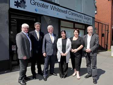 Tánaiste Eamon Gilmore TD on a visit to the Greater Whitwell Community Surgery on the Shore Road in North Belfast.